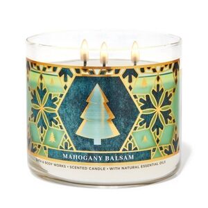 NWT Bath & Body Works Mahogany Balsam Scented 3 Wick Candle